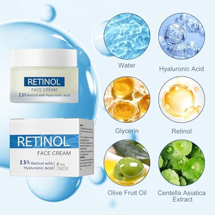 Grospe Retinol Face Cream - 2.5% Retinol with Hyaluronic Acid，Anti-aging & Anti-wrinkle Firming Serum Facial Cream，Face and Neck Moisturizer for All Skin Types, 1.75 Fl Oz - Image 3