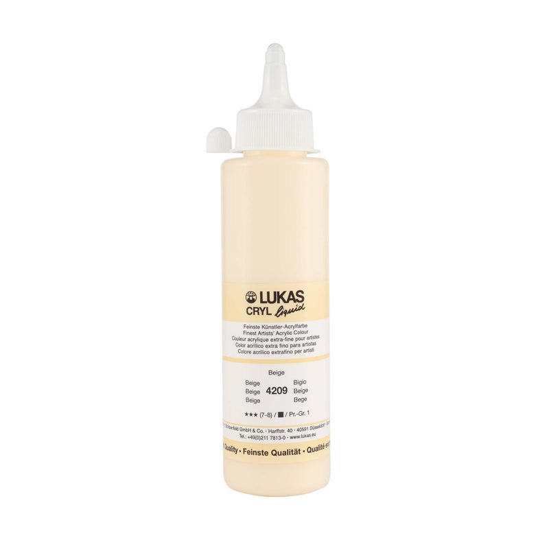 Lukas Cryl Liquid Soft Body Acrylic Paints for Painting Professional Low Viscosity 250 ml Bottle Beige - Image 2