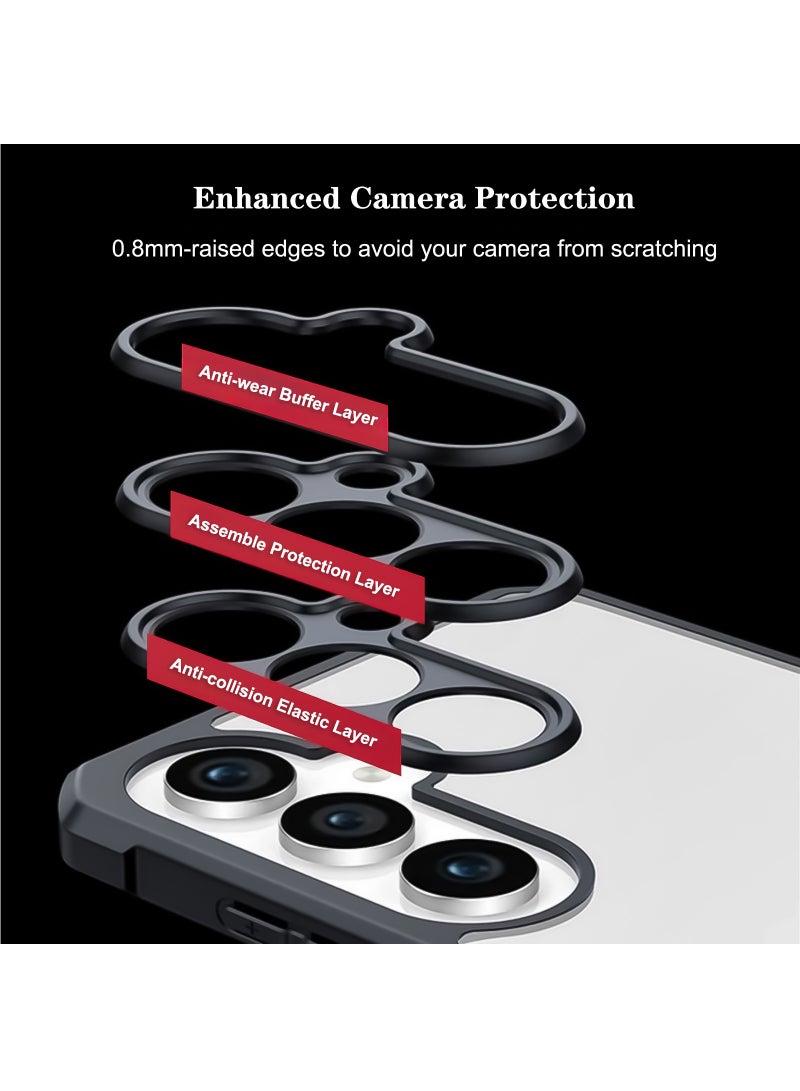 لغطاء سامسونج جالاكسي A-55، غطاء حماية لعدسة الكاميرا، غطاء حماية للهاتف المحمول من مادة TPU المضادة للصدمات والوسائد الهوائية الواقية من الصدمات (أسود شفاف) - Image 4