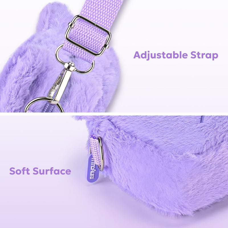 innoAura Switch Lite Case 14-in-1 Accessories Bundle for NS Switch Lite (2019), with Protective Carrying Case, Game Holder, Screen Protector & Cute Thumb Grips, Purple Cat Plush Bag - Image 5