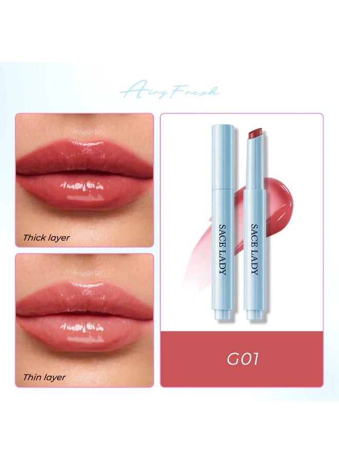 SACE LADY Glasting Gloss Lipstick – Moisturizing High-Shine Lip Gloss Balm (G01 MLBB Pink) - Image 1