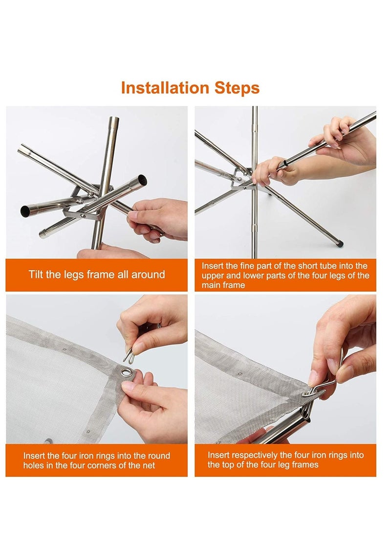 والالا حفرة نار محمولة للتخييم في الهواء الطلق حفرة نار قابلة للطي من شبكة فولاذية - Image 5