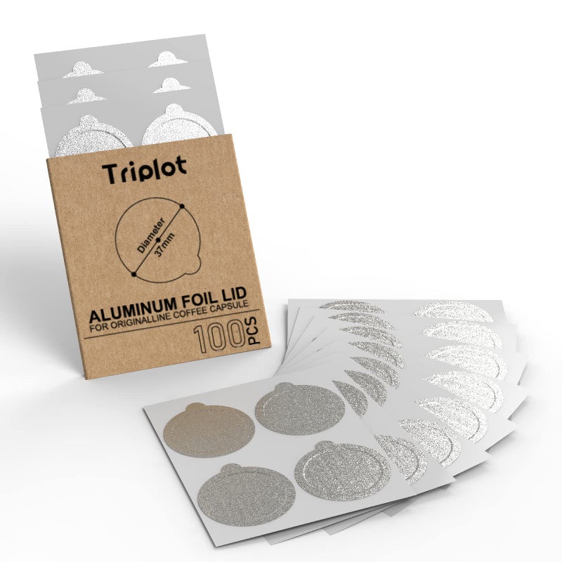 Triplot Aluminum Foils Lids for Reusable Nespresso Original Line Stainless Steel Coffee Pods,Compatible with Nespresso Originaline Machine, 100pcs Nespresso Original Line Capsules Coffee Pods Lids - Image 1