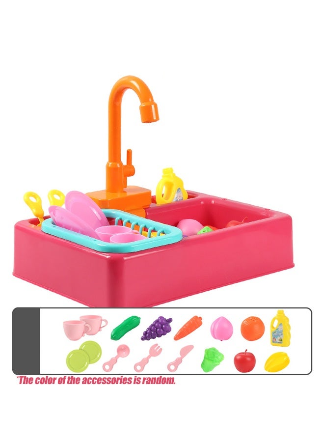 Kids Kitchen Sink Playset Toy with Circulating Water, Electric Dishwasher Pretend Play Set, Educational Role Play House Toy for Boys Girls - Image 3