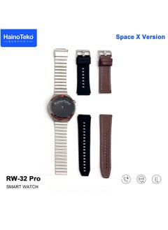 هينو تيكو ساعة ذكية من Haino Teko Germany RW32 Pro Space X إصدار دائري الشكل بشاشة منحنية مع 3 أزواج من الأشرطة وشاحن لاسلكي مصممة للرجال والأولاد باللون الفضي  - Image 3