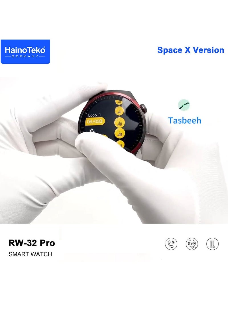 Haino Teko - Haino Teko Germany RW32 Pro Space X Version Round Shape Curved Display Smart Watch With 3 Pair Straps and Wreless Charger Designed For Mens and Boys Silver - Image 1