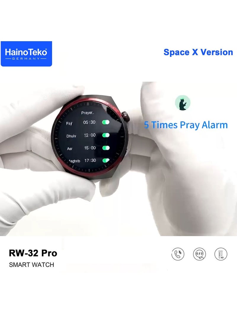 Haino Teko - Haino Teko Germany RW32 Pro Space X Version Round Shape Curved Display Smart Watch With 3 Pair Straps and Wreless Charger Designed For Mens and Boys Silver - Image 1
