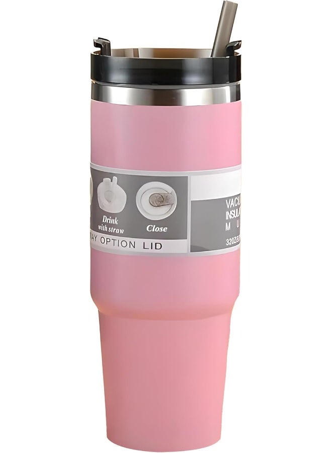 BS B&S Vacuum Insulated Bottle | Leak-Proof 3-Way Lid | BPA-Free Tumbler Flask Bottle | 304 Stainless Steel Insulated Double Wall | 12 Hours Hot and Cold Water Bottle | Vacuum Flask 900ML (Pink) - Image 1
