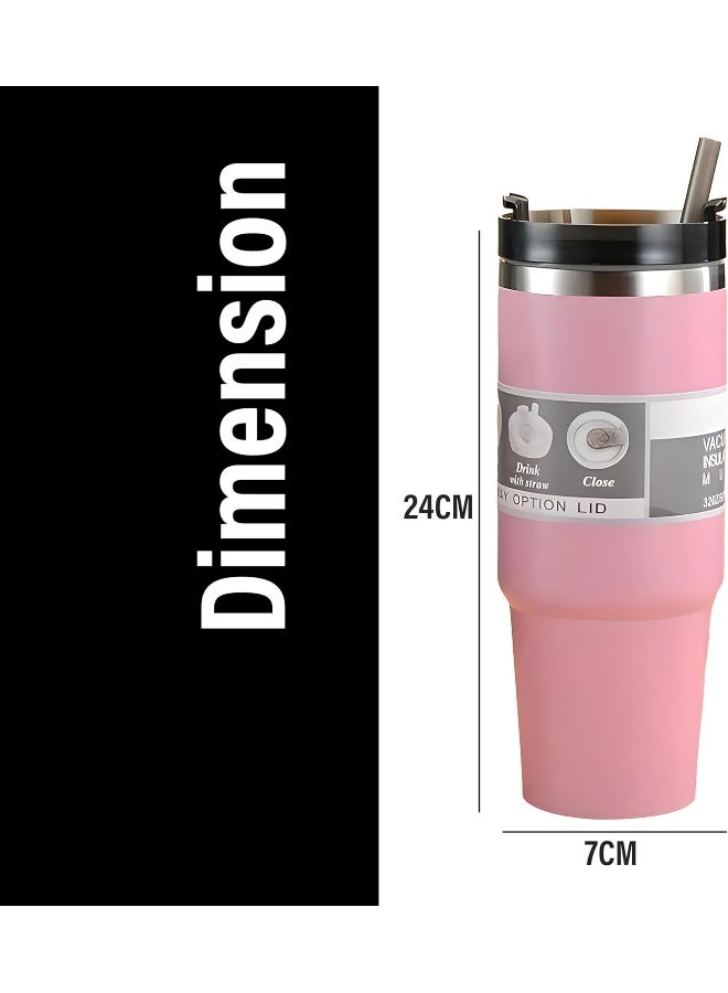 BS B&S Vacuum Insulated Bottle | Leak-Proof 3-Way Lid | BPA-Free Tumbler Flask Bottle | 304 Stainless Steel Insulated Double Wall | 12 Hours Hot and Cold Water Bottle | Vacuum Flask 900ML (Pink) - Image 4