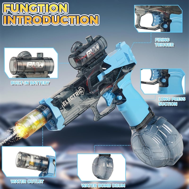 NIUB Electric Water Pistol for Adults & Kids - 26ft Long Range Automatic Shooting, LED Flashing Light, 1000ml Large Capacity Waterproof Design, Summer Pool Beach Water Battle Toy (Blue) - Image 4