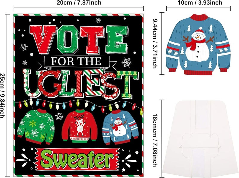 klarako 52 Pieces Ugly Sweater Party Voting Cards Ugly Sweater Holiday Christmas Party Game Xmas Party Decorations for Winter Christmas New Year Party Supplies - Image 3