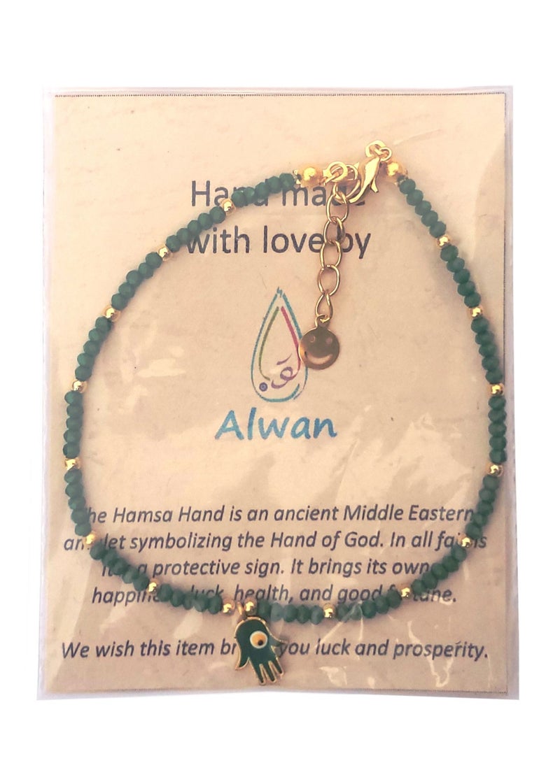 Alwan سوار كاحل طويل بحجم كريستالي مع عين شريرة في مركز حماسة - Image 4