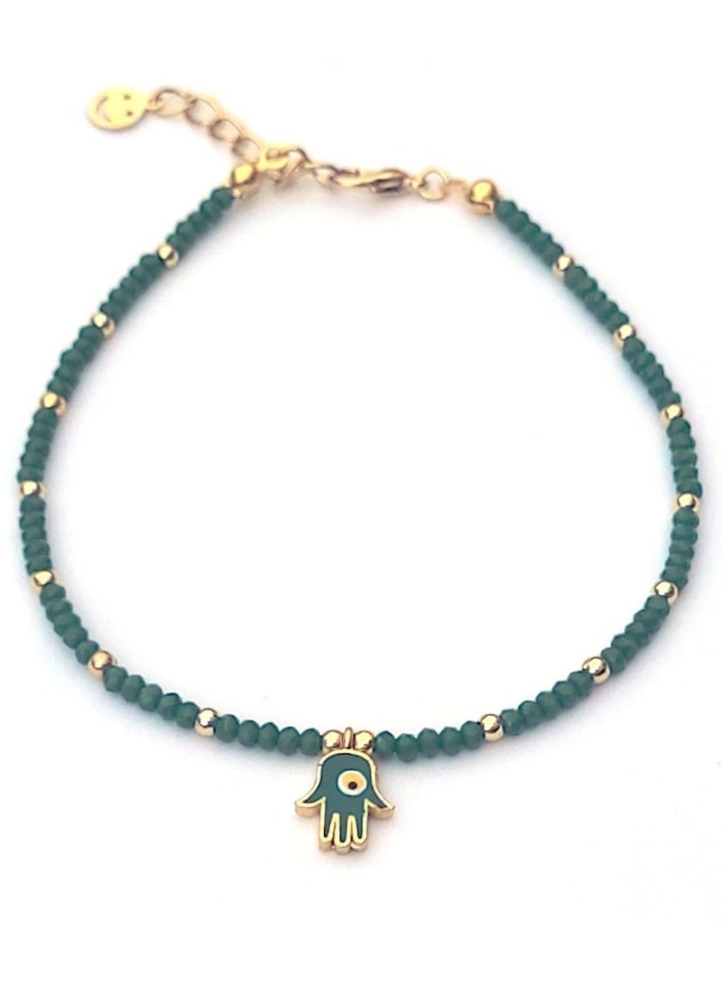 Alwan سوار كاحل طويل بحجم كريستالي مع عين شريرة في مركز حماسة - Image 1