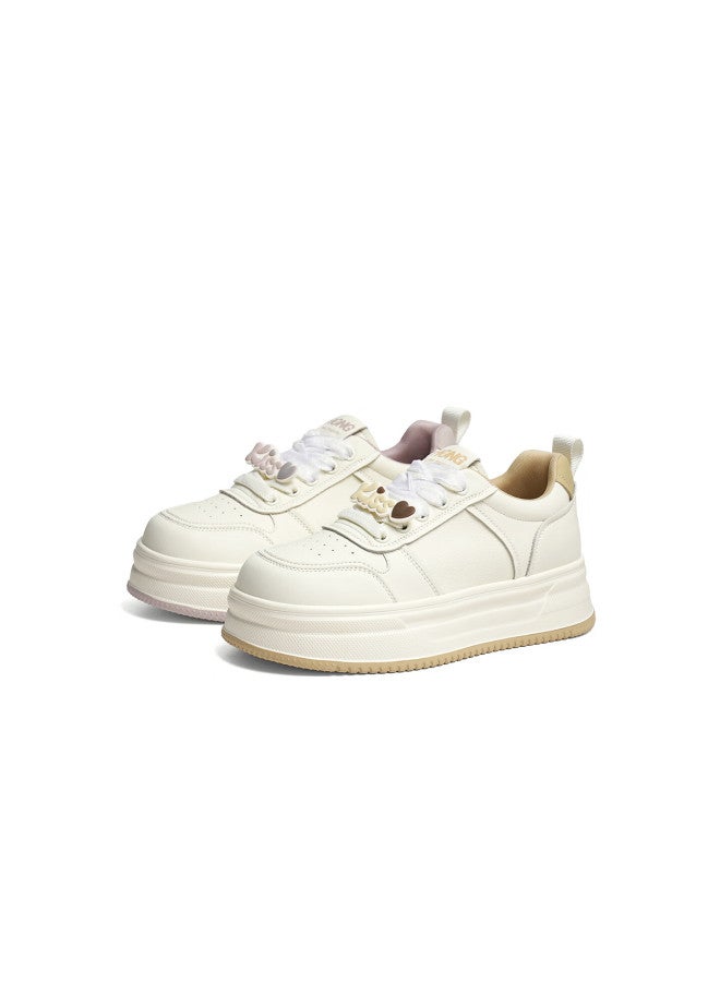 Red Dragonfly Thick Sole White Sneakers Casual Fashion Height Increasing Comfortable Women's Sneakers Wtb35009 Beige/apricot Size 40 - Image 3