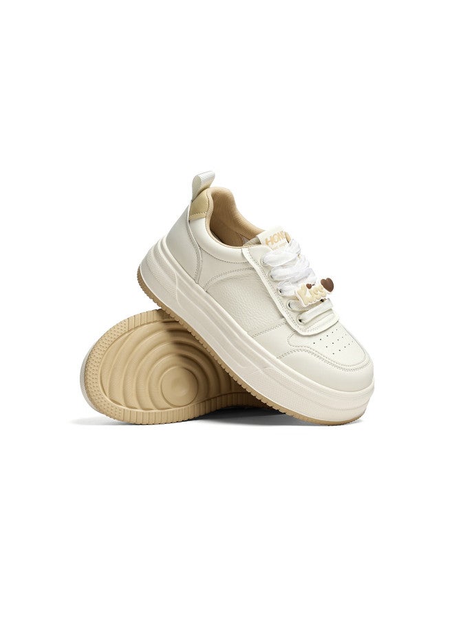 Red Dragonfly Thick Sole White Sneakers Casual Fashion Height Increasing Comfortable Women's Sneakers Wtb35009 Beige/apricot Size 40 - Image 4