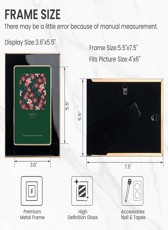Venusmiles Enamel Picture Frame, Gold Metal Edge with Easel, for Countertop, Counterspace, Tabletop Display, Bookshelf, Desk, Wall Décor, Photo Gallery - Image 5