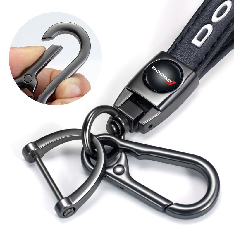 TACOMA Genuine Leather Car Keychain for Dodge Challenger Charger SRT Key Chain for Men and Women Family Present Key Ring Accessories(Black) - Image 4