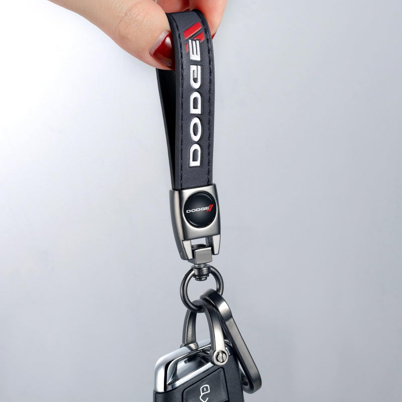 TACOMA Genuine Leather Car Keychain for Dodge Challenger Charger SRT Key Chain for Men and Women Family Present Key Ring Accessories(Black) - Image 3