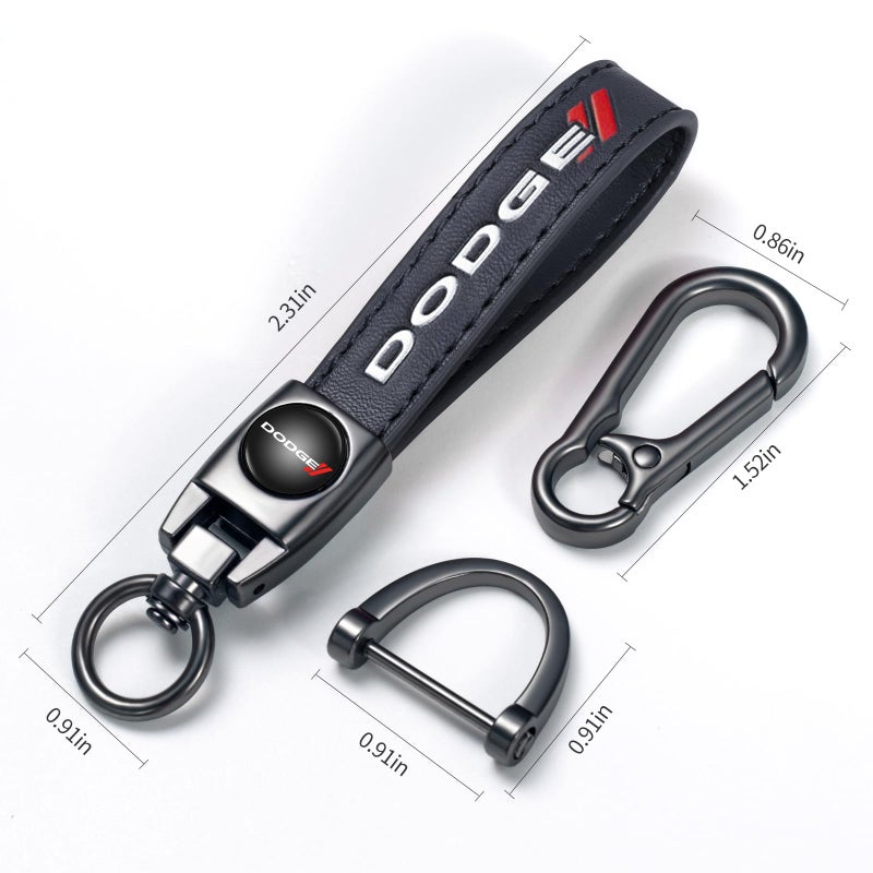 TACOMA Genuine Leather Car Keychain for Dodge Challenger Charger SRT Key Chain for Men and Women Family Present Key Ring Accessories(Black) - Image 5