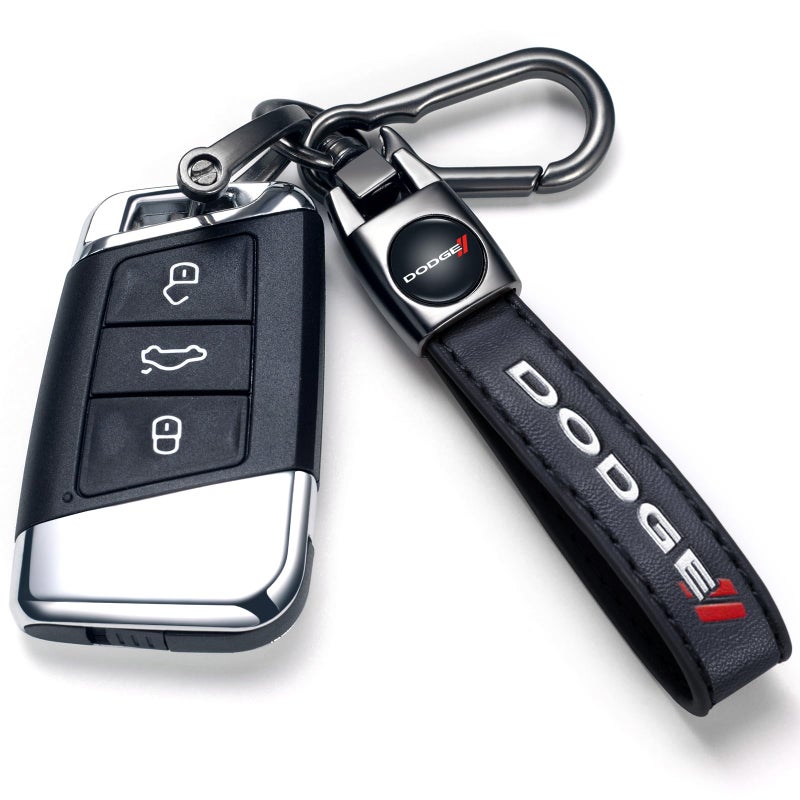 TACOMA Genuine Leather Car Keychain for Dodge Challenger Charger SRT Key Chain for Men and Women Family Present Key Ring Accessories(Black) - Image 2