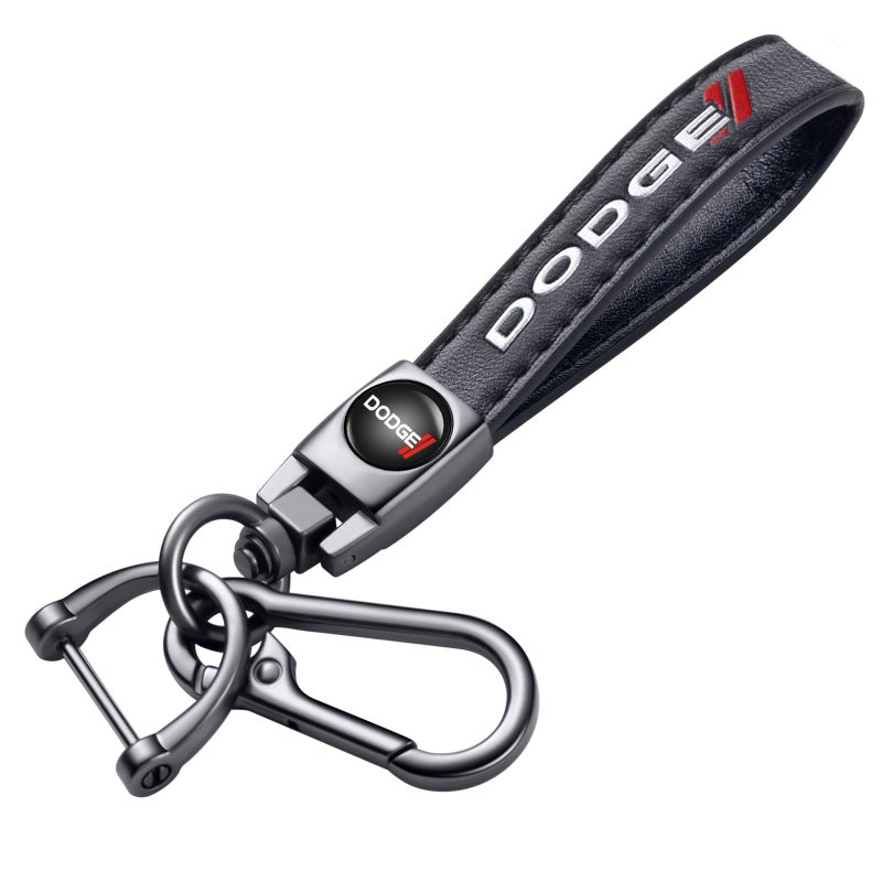 TACOMA Genuine Leather Car Keychain for Dodge Challenger Charger SRT Key Chain for Men and Women Family Present Key Ring Accessories(Black) - Image 1