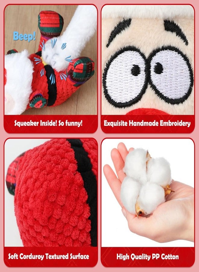 SZEE Dog Christmas Toys for Medium & Big Pets [3 Pack], Premium Dog Gifts, Christmas Doggy Plush Squeaky Chew Toys - Santa, Reindeer, Snowman - Image 3