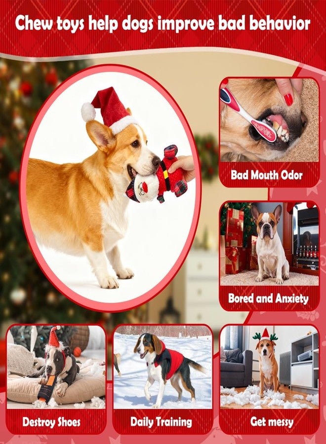 SZEE Dog Christmas Toys for Medium & Big Pets [3 Pack], Premium Dog Gifts, Christmas Doggy Plush Squeaky Chew Toys - Santa, Reindeer, Snowman - Image 4