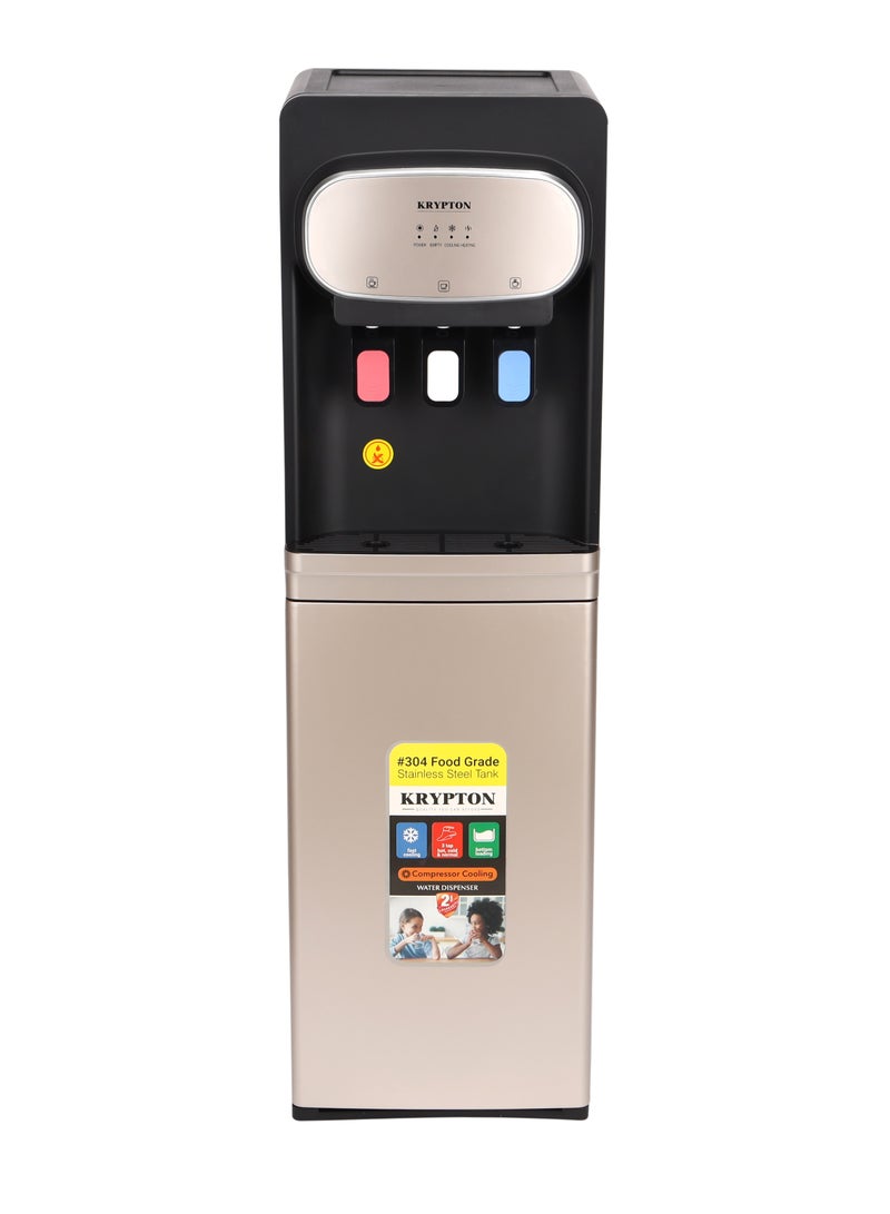 KRYPTON 3 Taps Water Dispenser with Cabinet | Hot , Normal and Cold Water Supply KNWD6452 Black & Beige - Image 1