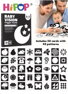 HIPOP High Contrast Baby Flashcard, Baby Visual Stimulation Cards, Black and White Colorful Visual Stimulation Learning Activity Card for Babies Ages 0-3-6-12-36 Months, Newborn Infants Toys Gift  - Image 1