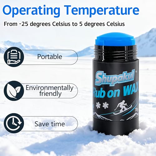 Shupakul 70g Rub on Snowboard Wax, Portable Quick Ski Wax with Cork Applicator, Universal Ski Snowboard Waxing Accessories for Outdoor Snowboard Base Protection - Image 4