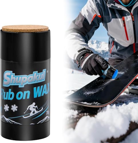 Shupakul 70g Rub on Snowboard Wax, Portable Quick Ski Wax with Cork Applicator, Universal Ski Snowboard Waxing Accessories for Outdoor Snowboard Base Protection - Image 1