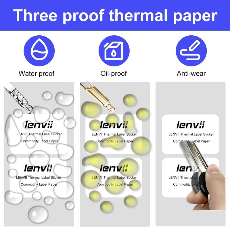LENVII 40x30mm (1.57"x1.18") Thermal Labels 2000 Sheets -8 Rolls × 250 Labels, 3-Proof (Water/Oil/Scratch) Multi-Use Adhesive Stickers for Address/Barcode/FNSKU Tags -Home/Office/Product/Gift Labeling - Image 3