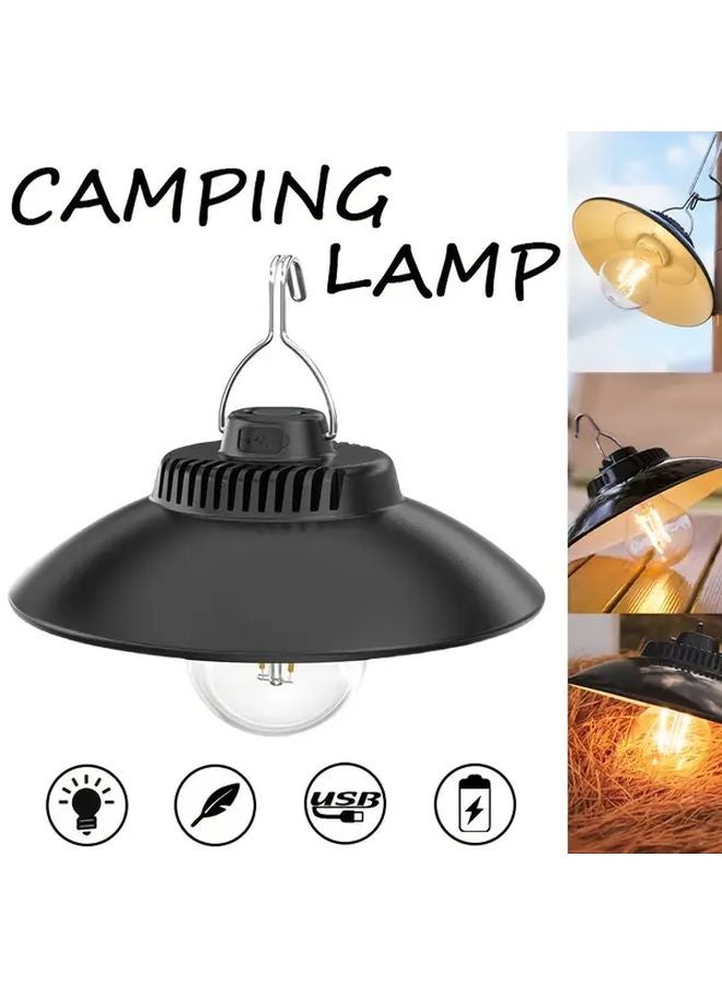 Macrocosm LED USB Rechargeable Hanging Ceiling Lamp Black Portable Light For Camping - Image 1