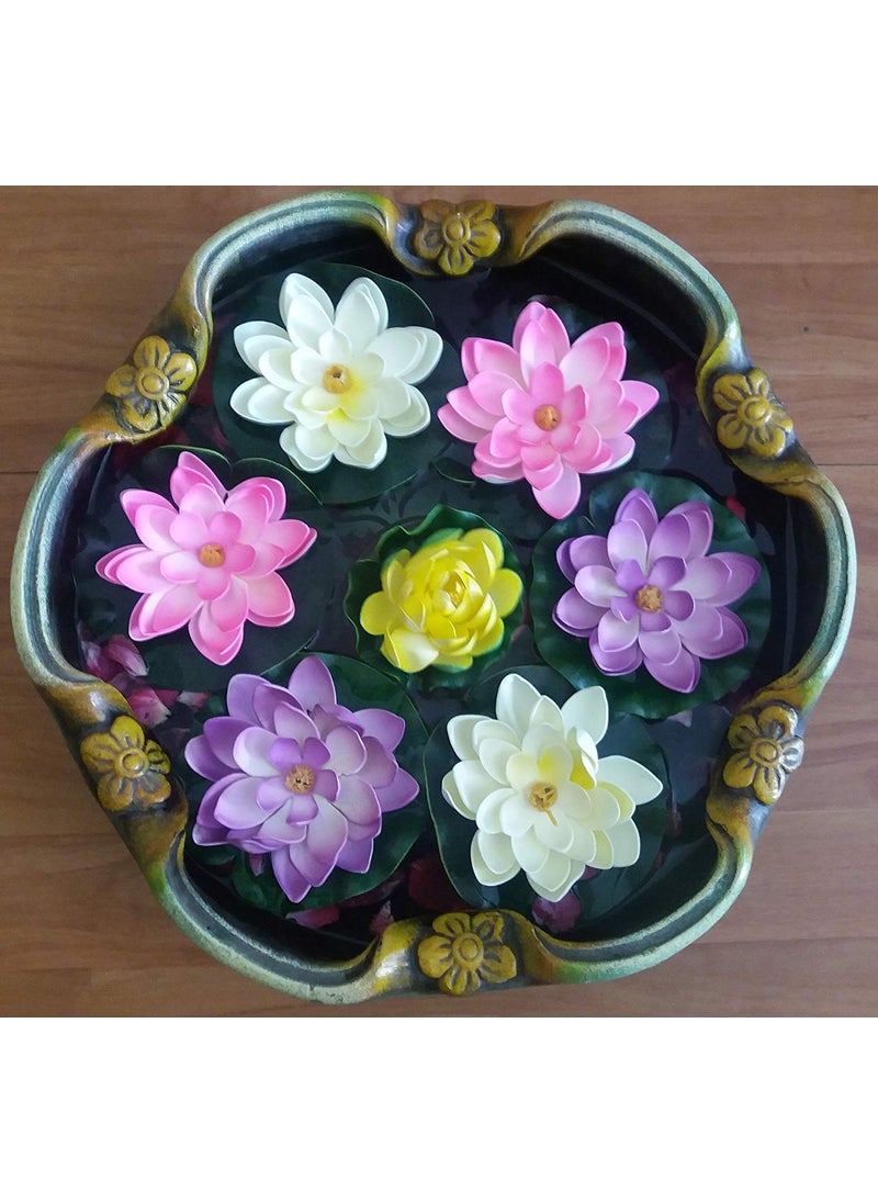 VRCT VRCT Set of 4 Artificial Floating Lotus Flowers with Rubber Leaf for Outdoor Indoor Home Decoration and Craft Multicolour 4 Piece 5 cm x 10 Cm 4  - Image 3