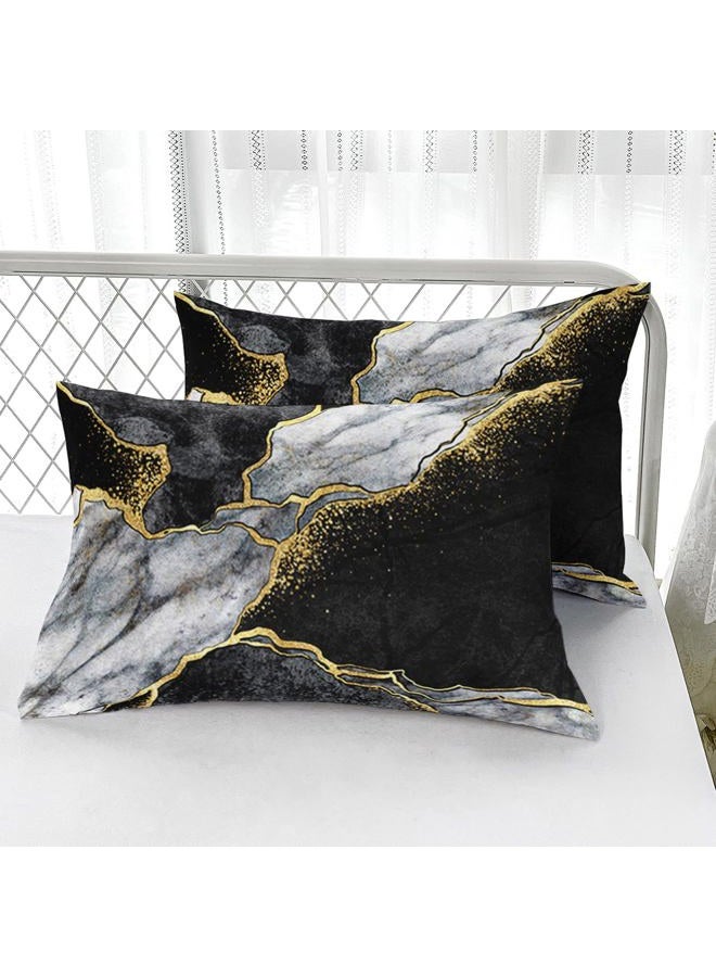 Nttopship Marble Comforter Set Queen Size Black Gold Gray Marble Bedding Set Soft Microfiber Minimalist wind Marble Comforter Sets 3 Pieces with 2 Pillowcases - Image 4