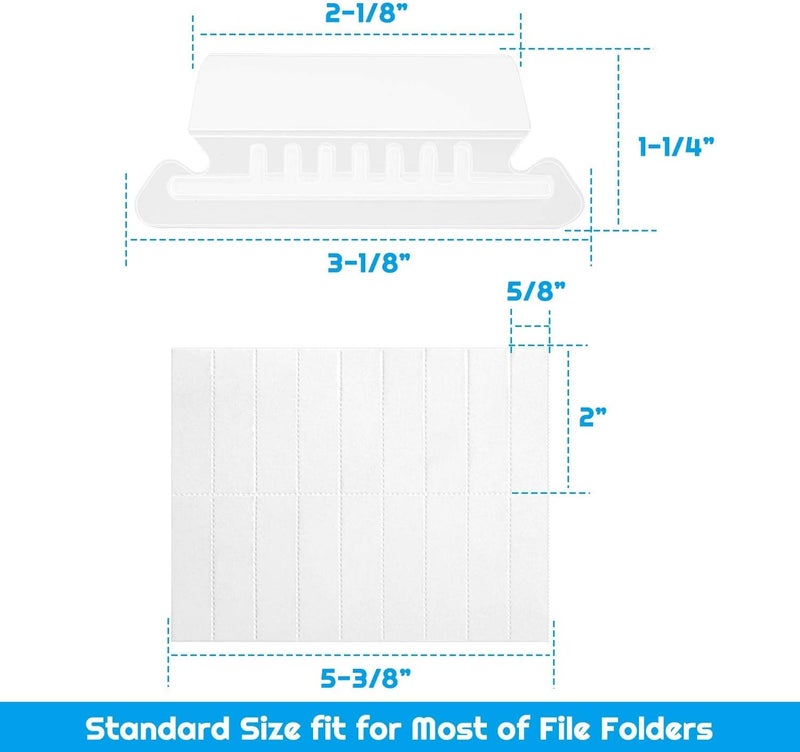 Globally spread simple design 100 Sets Hanging File Folder Tabs (2") – Clear Plastic File Tabs with Blank Paper Inserts | Easy-to-Read File Folder Labels for Home/Office Filing Cabinets & Hanging Folders Repeated use resistant selected material - Image 4