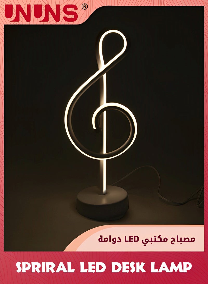 UNUNS Modern Table Lamp,LED Bedside Lamp With USB Port,Touch Stepless Dimmable Nightstand lamp,Unique Musical Note lamp For Bedroom Living Room Home Office,Spiral Lamp,Black - Image 5