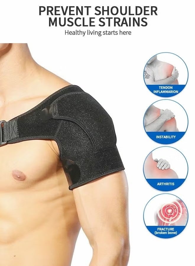 Shoulder Brace, Shoulder Support and Compression Sleeve for Torn Rotator Cuff, Dislocated Shoulder, Pain Relief, Adjustable Fits Shoulder Brace Immobilizer Strap with Ice Pack Pocket - Image 5