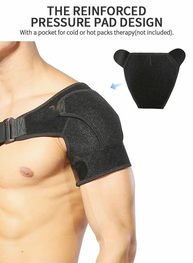 Shoulder Brace, Shoulder Support and Compression Sleeve for Torn Rotator Cuff, Dislocated Shoulder, Pain Relief, Adjustable Fits Shoulder Brace Immobilizer Strap with Ice Pack Pocket - Image 2