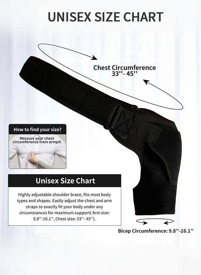 Shoulder Brace, Shoulder Support and Compression Sleeve for Torn Rotator Cuff, Dislocated Shoulder, Pain Relief, Adjustable Fits Shoulder Brace Immobilizer Strap with Ice Pack Pocket - Image 4
