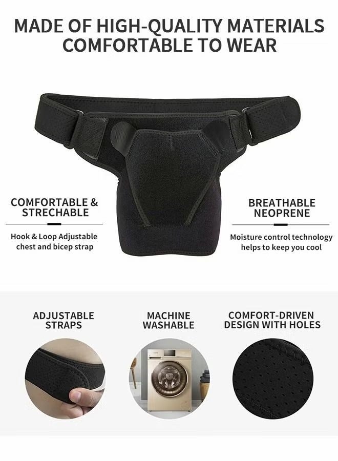 Shoulder Brace, Shoulder Support and Compression Sleeve for Torn Rotator Cuff, Dislocated Shoulder, Pain Relief, Adjustable Fits Shoulder Brace Immobilizer Strap with Ice Pack Pocket - Image 3