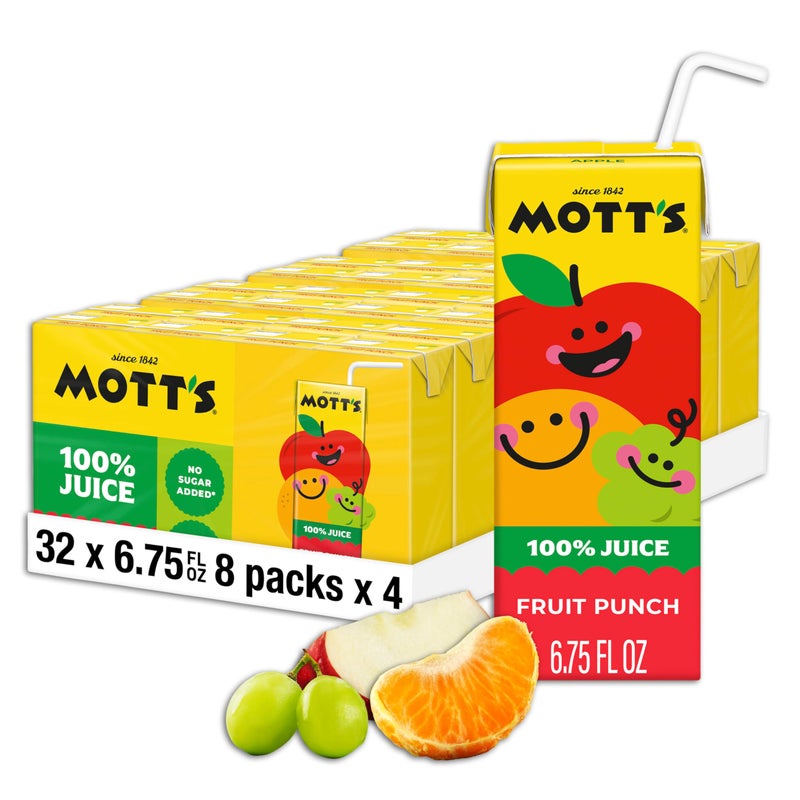 Mott's Motts 100 Percent Fruit Punch Juice 675 fl oz boxes 32 Count 4 Packs of 8 - Image 3