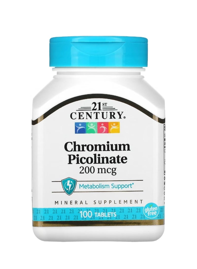 21st Century Chromium Picolinate 200 mcg 100 Tablets - Image 1
