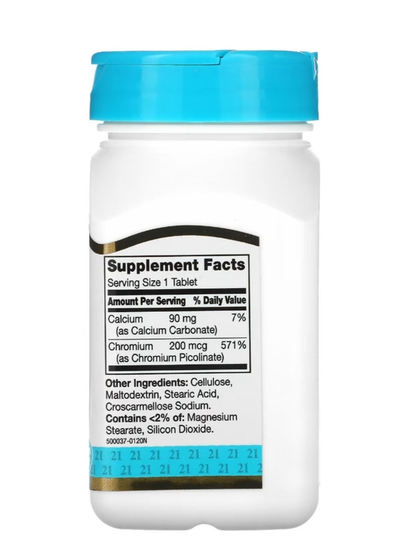 21st Century Chromium Picolinate 200 mcg 100 Tablets - Image 2