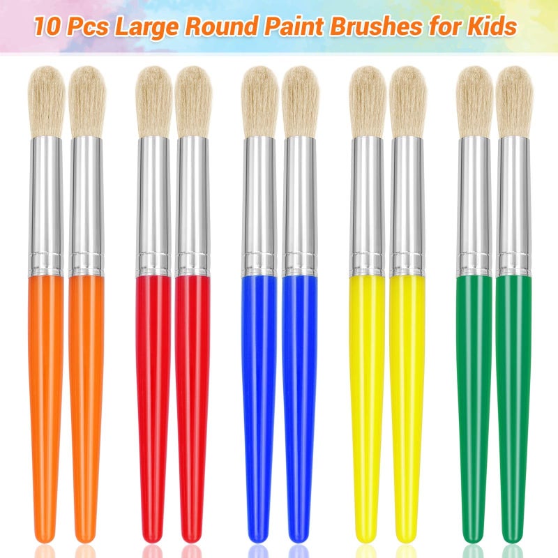 anezus 10Pcs Paint Brushes for Kids, Anezus Children Paint Brushes Toddler Large Chubby Kids Paint Brush Set for Preschool Daycare Classroom Washable Paint Acrylic Paint - Image 3
