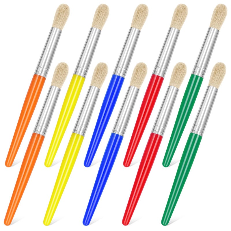anezus 10Pcs Paint Brushes for Kids, Anezus Children Paint Brushes Toddler Large Chubby Kids Paint Brush Set for Preschool Daycare Classroom Washable Paint Acrylic Paint - Image 1