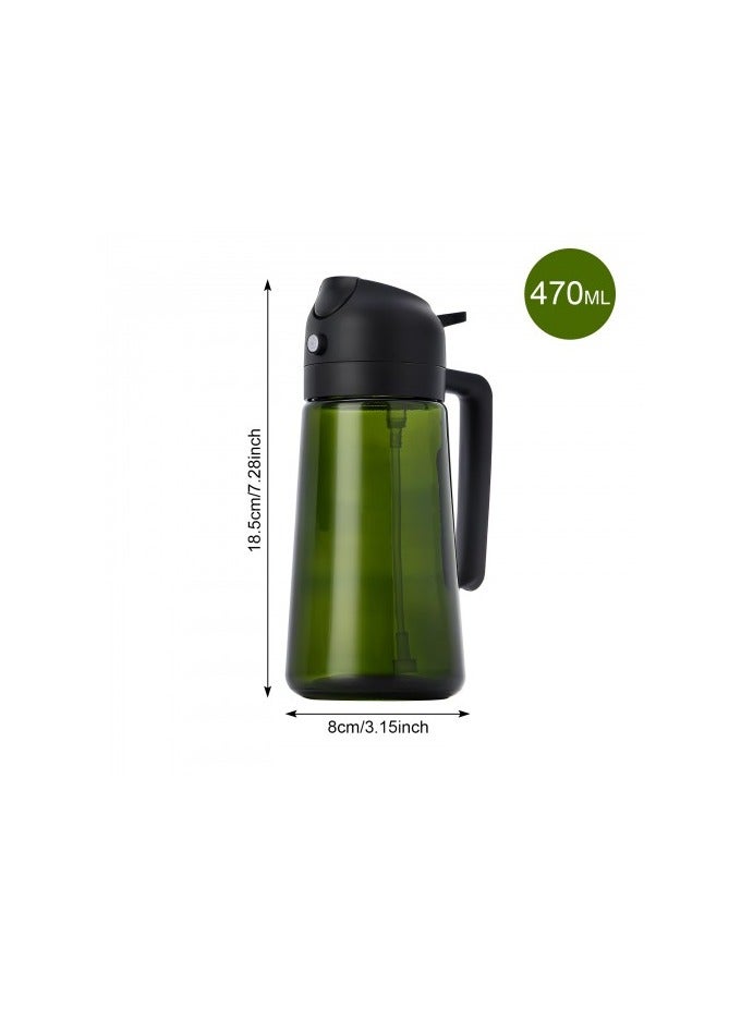 2-in-1 Oil Dispenser and Sprayer – 470ml Glass Olive Oil Bottle with Anti-Drip Spout, Ergonomic Handle, BPA-Free Oil Mister for Cooking, Air Fryer, Salad – Transparent - Image 2