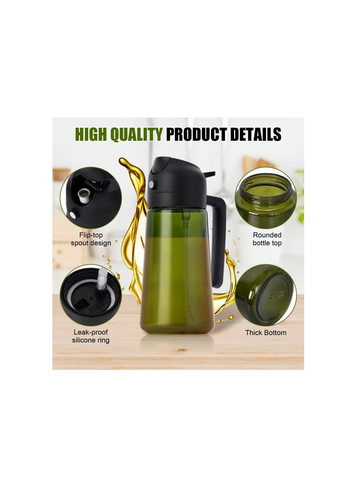 2-in-1 Oil Dispenser and Sprayer – 470ml Glass Olive Oil Bottle with Anti-Drip Spout, Ergonomic Handle, BPA-Free Oil Mister for Cooking, Air Fryer, Salad – Transparent - Image 3