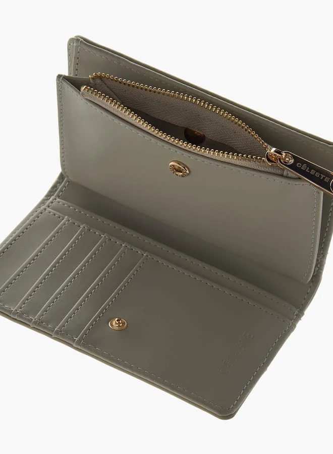 سيليست Womens Monogram Print Bi-Fold Wallet With Magnetic Closure