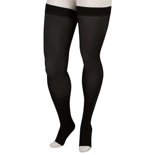 Juzo Basic 4411ag 15-20mmhg Thigh-High Open Toe Compression Stocking, 3 (III) Regular, Black - Image 1